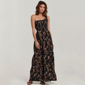 Charlie‎ Holiday | Pamela One-Shoulder Linen Cotton Maxi Dress Size XS / US 2